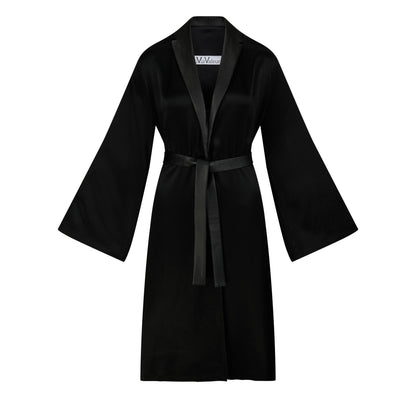 Kimono mit Leder - schwarz - MaValeur eleganter Kimono